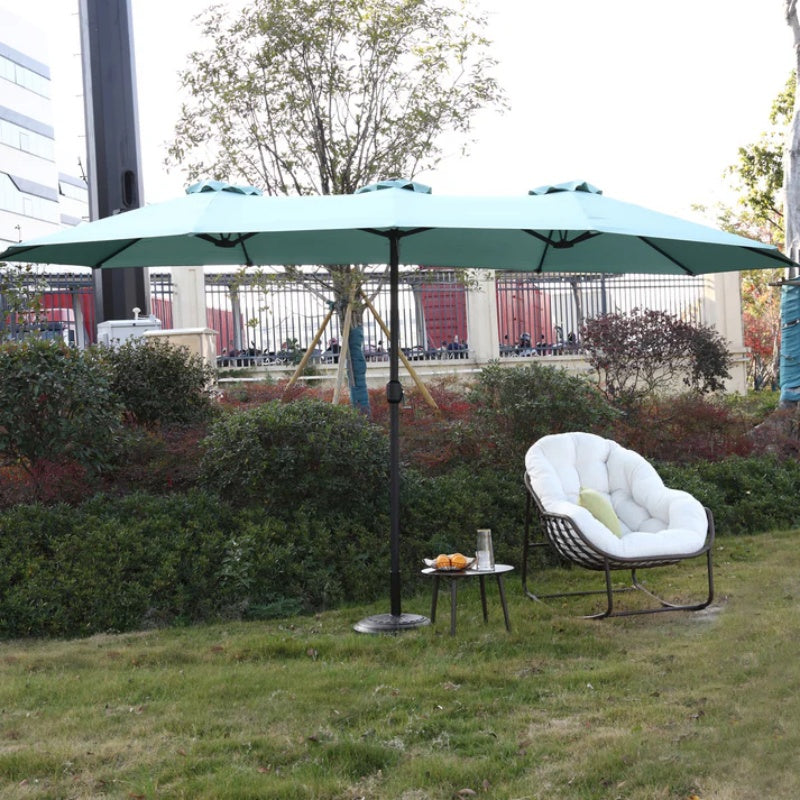 14.8 Ft Double Sided Outdoor Umbrella Rectangular Large with Crank ( Light green )(No Base)-海智集-Default-