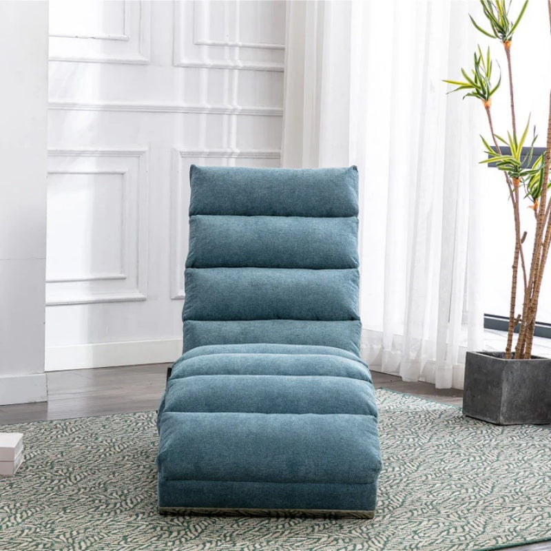 Ergonomic Linen Massage Chaise Lounge with Remote Control, 5 Modes, Blue, 21.65 x 58.27 x 34.25 inches-海智集-Default-