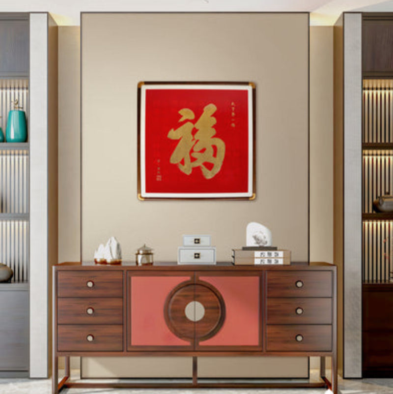 New Chinese Style Wall Art - Hand Painted Ink Landscape Canvas Painting with Wood Frame, Oriental Home Decor for Living Room/Bedroom/Office-海智集-