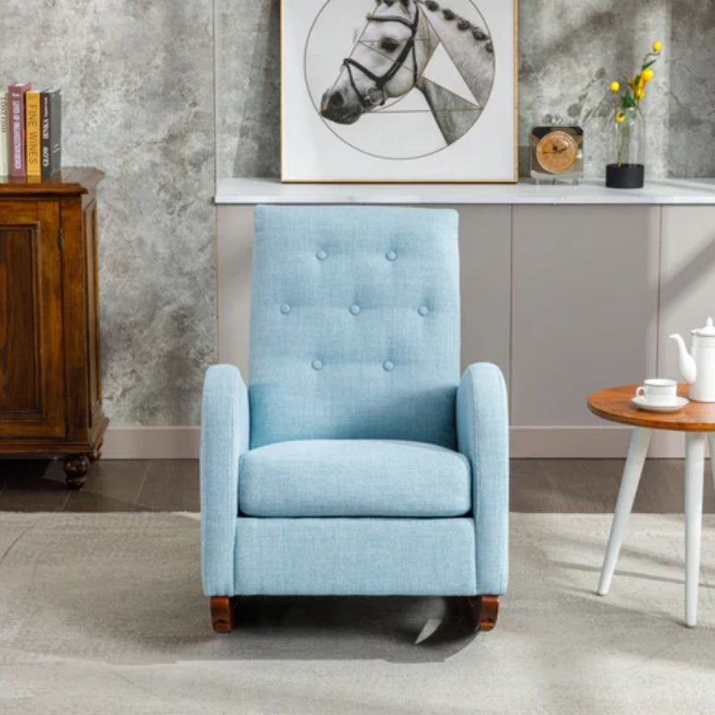 High Back Rocking Chair Nursery Chair .Comfortable Rocker Fabric Padded Seat .Modern High Back Armchair-海智集-Default-
