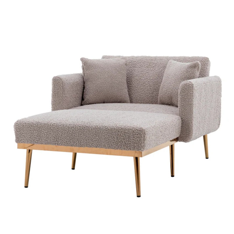 COOLMORE fashionable and classic style chaise lounge chair / accent chair for Living Room, bedroom (Grey Teddy)-海智集-Default-