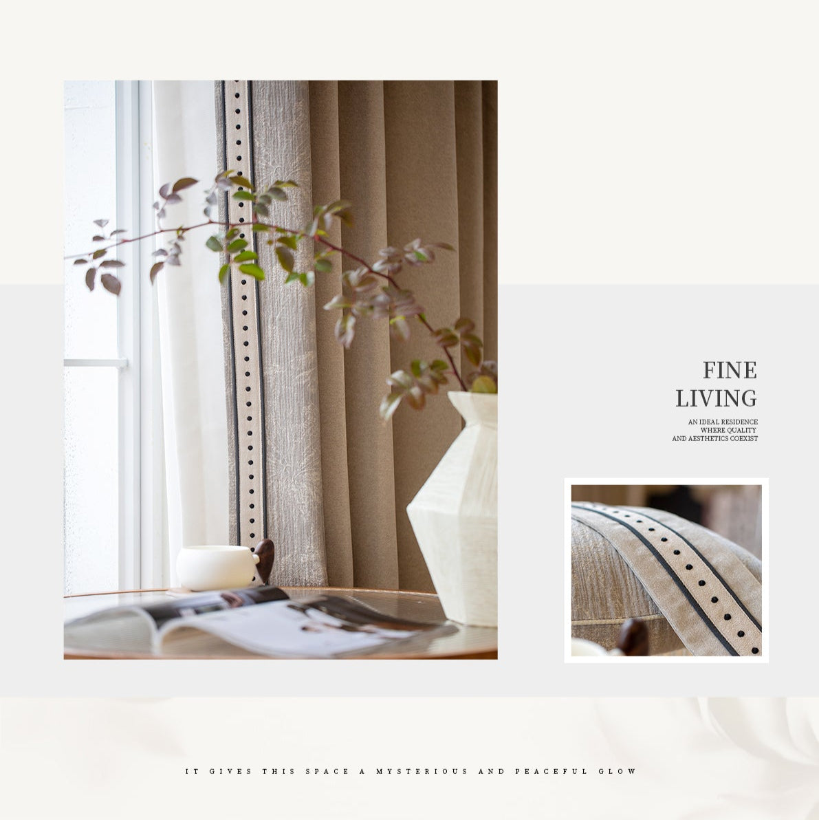 Aisite curtains: Chenille suede texture, soft and full to the touch, with excellent drape-海智集-