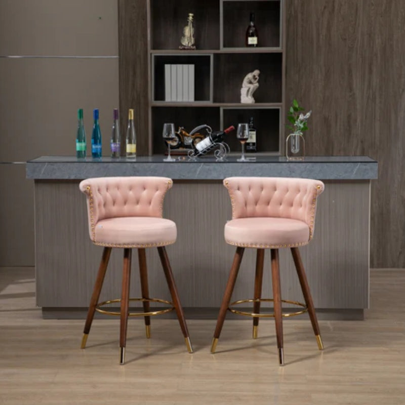 COOLMORE Swivel Bar Stools with Backrest Footrest ,with a fixed height of 360 degrees-海智集-Default-