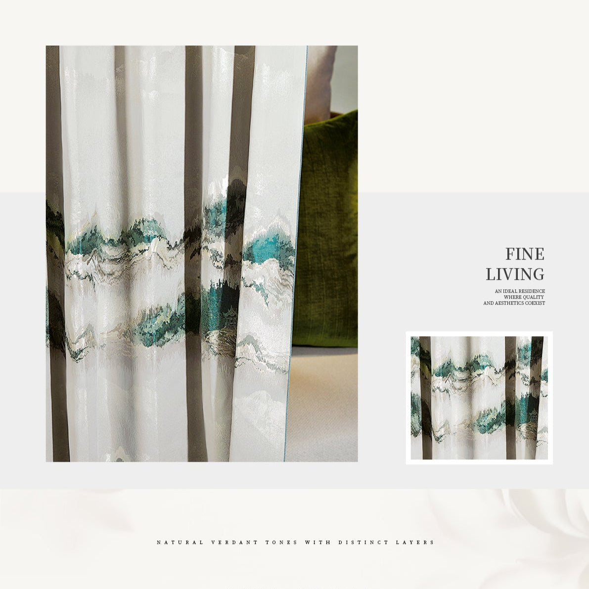 The lush green curtains: They are subtle and enhance the luster of the space without being overly exaggerated-海智集-