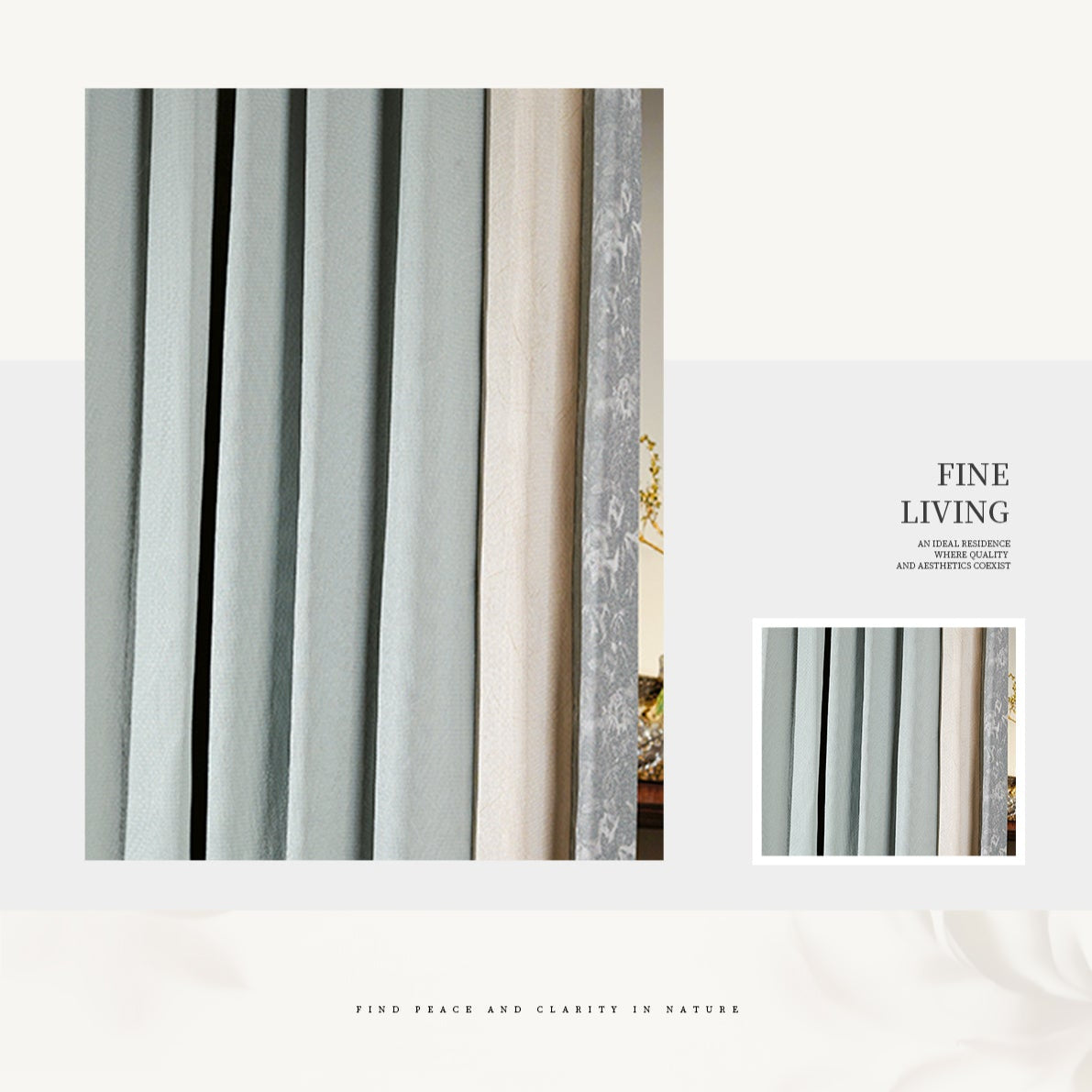 Anzhi Tinglan Curtains: Made with yarns and high-precision jacquard technology, the patterns are three-dimensional and long-lasting without fading-海智集-
