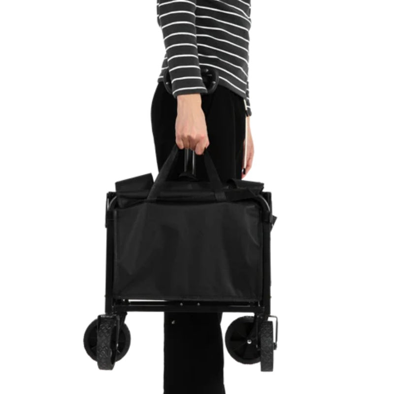 Lightweight Portable Heavy Duty Folding Beach Wagons with Wheels - Outdoor Utility Carts for Grocery, Camping, Shopping, Sports, Garden with Large Capacity-Black-海智集-Default-