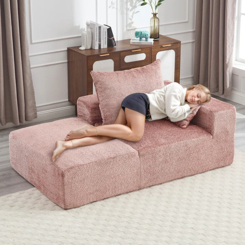 UNITED WE WIN Memory Foam 2-Seater Couch, No Installation & Easy to Transport, Deep Seat Modern Sofa with Chenille Fabric, Couch for Living Room, Bedroom, Apartment, Home Office-海智集-Default-