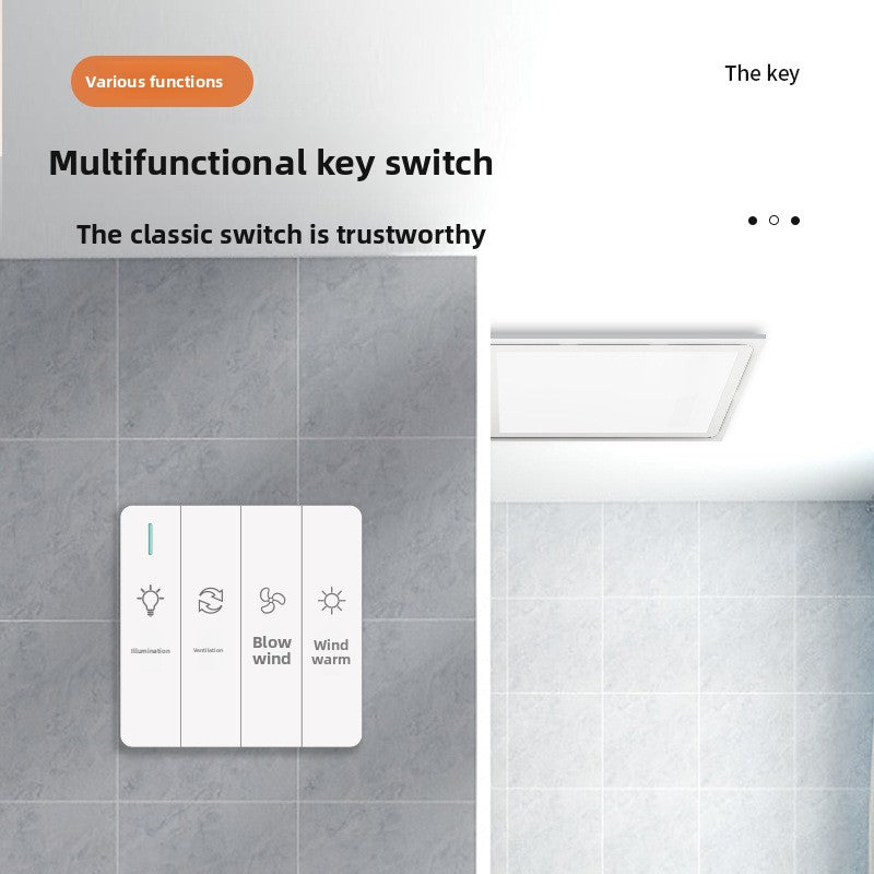 Custom-Made Integrated Ceiling Ventilation Fan with Lighting for Bathroom, Multi-Functional Heater-Kitchen & Bathroom-海智集-Key Switches-300X600-