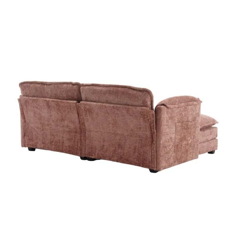 UNITED WE WIN Chenille fabric, removable armrests with side pockets, high density sponge filling, oversized double sofa with footstool-海智集-Default-