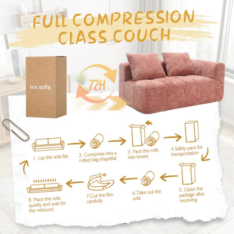 UNITED WE WIN Chenille Loveseat Sofa,Minimalist Modular Couches Sleeper for Living Room Bedroom Apartment Lounge-海智集-Default-