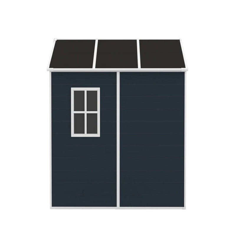Campcraft 6*6ft resin storage shed, high quality pp material, strong structure, waterproof, rust and UV proof, large storage space, 12mm thick pp board, HD window lighting Dark gray-海智集-Default-