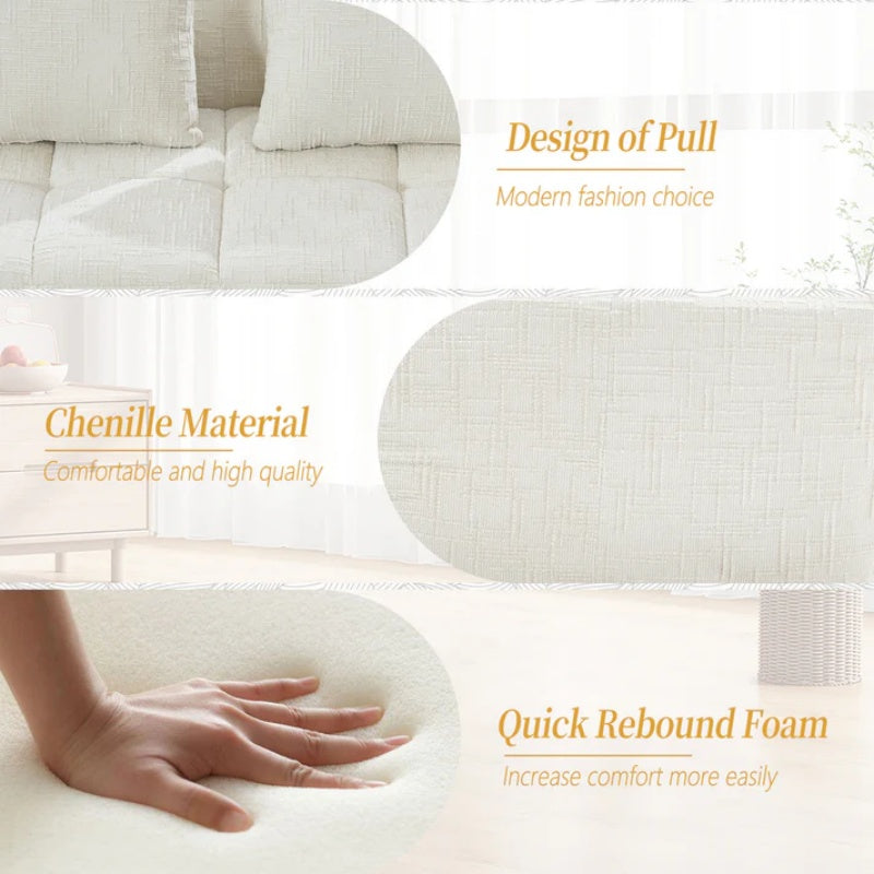 UNITED WE WIN Chenille Loveseat Sofa,Minimalist Modular Couches Sleeper for Living Room Bedroom Apartment Lounge-海智集-Default-