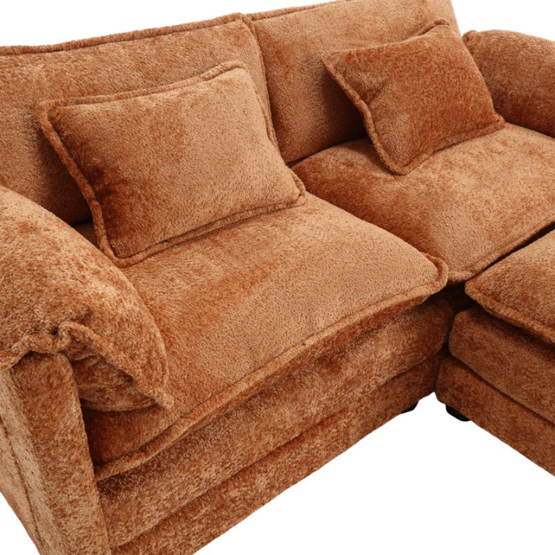 UNITED WE WIN Chenille fabric, solid construction, the overall structure of the sofa is stable, detachable armrests, two foot stools and two-seat sofa with side pockets-海智集-Default-
