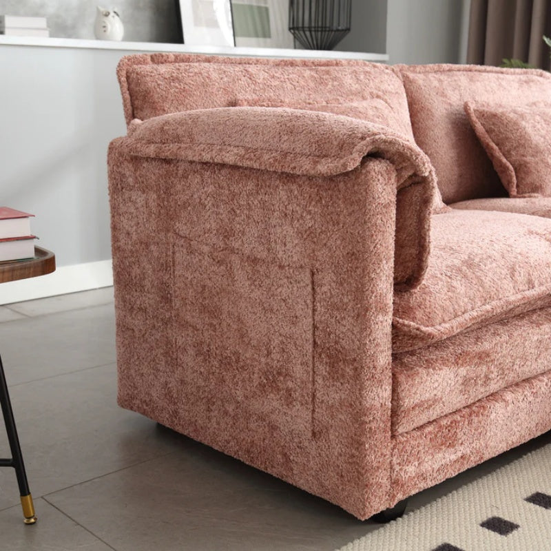UNITED WE WIN Chenille fabric, removable armrests with side pockets, high density sponge filling, oversized double sofa with footstool-海智集-Default-