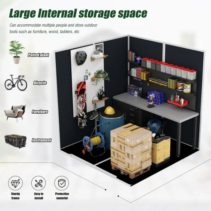 Campcraft 6*6ft resin storage shed, high quality pp material, strong structure, waterproof, rust and UV proof, large storage space, 12mm thick pp board, HD window lighting Dark gray-海智集-Default-