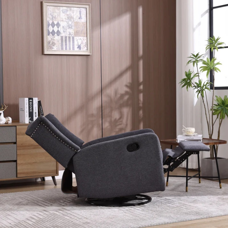 COOLMORE Rocking Recliner Chair,360 Degree Swivel Nursery Rocking Chair,Glider Chair,Modern Small Rocking Swivel Recliner Chair for Bedroom,Living Room Chair Home Theater Seat (Dark Gray)-海智集-Default-