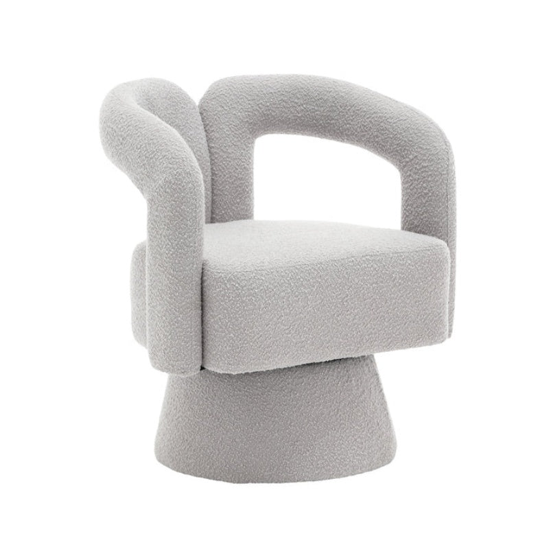 COOLMORE 360 Degree Swivel Cuddle Barrel Accent Chairs, Round Armchairs with Wide Upholstered, Fluffy Fabric Chair for Living Room, Bedroom, Office, Waiting Rooms (Light Gray Boucle)-海智集-Default-