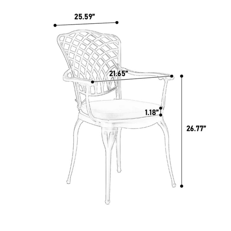 3 Piece Patio Bistro Set Cast Aluminum Bistro Table and Chairs Set of 2 with Umbrella Hole,All Weather Metal Bistro Table Set,Outdoor Patio Furniture Set for Garden with cushion White-海智集-Default-