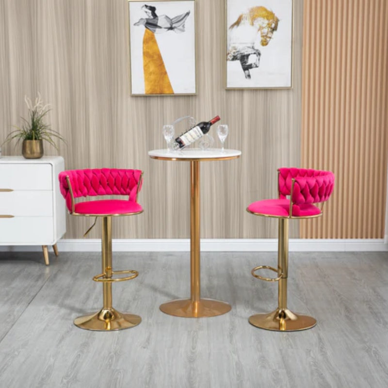 COOLMORE Swivel Bar Stools Set of 2 Adjustable Counter Height Chairs with Footrest for Kitchen, Dining Room 2PC/SET-海智集-Default-
