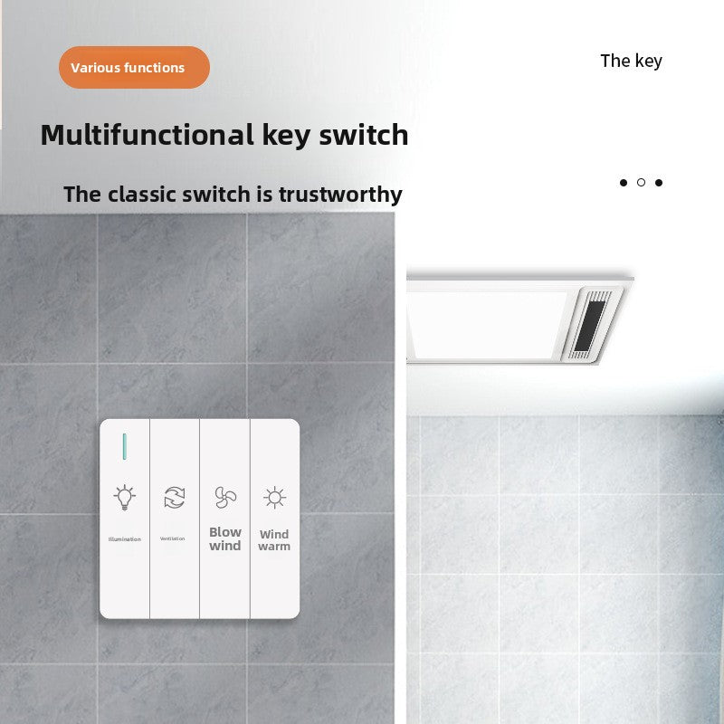 Factory Custom Multifunctional Bathroom Heater Integrated Ceiling Ventilation Fan Lighting Integrated Bathroom Heater-Kitchen & Bathroom-海智集-Key Switches-300X600-
