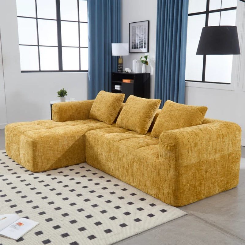 UNITED WE WIN 98.42-inch modular sectional sofa, modern modular L-shaped sofa with chaise longue, equipped with small side pockets and free of compression during installation.-海智集-Default-