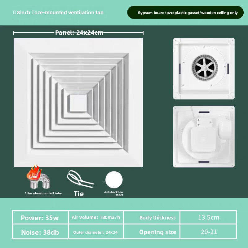 Gypsum Board Integrated Ceiling Ventilation Fan for Kitchen and Bathroom, Ceiling-Mounted Silent High-Power Ventilation System-Kitchen & Bathroom-海智集-