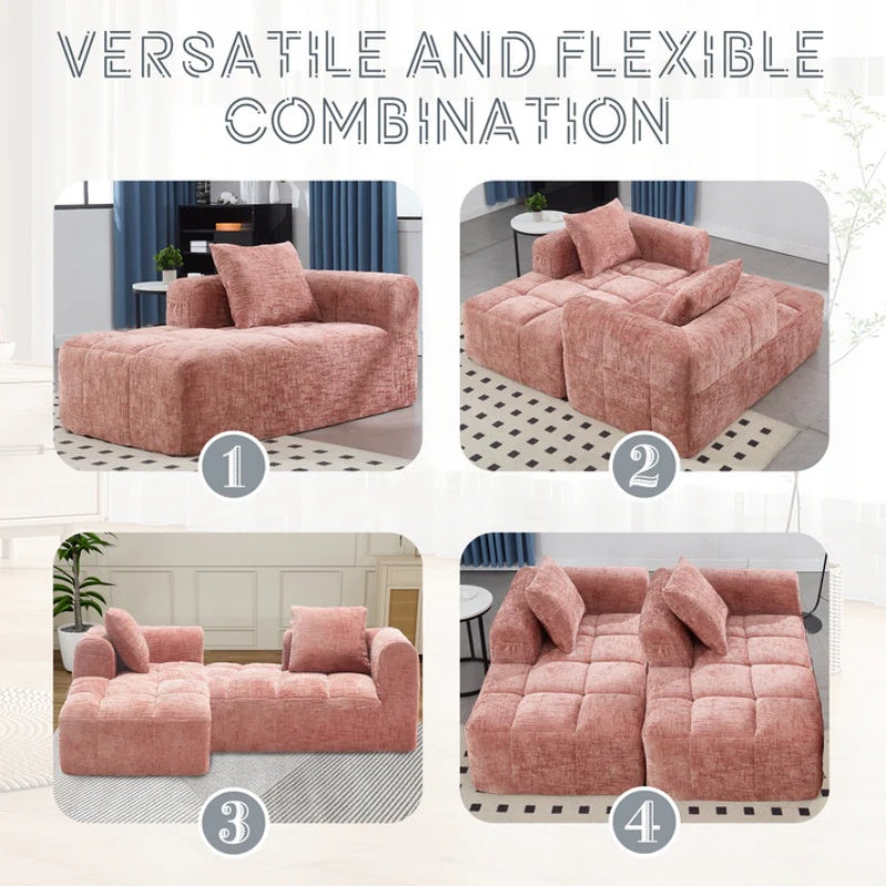 UNITED WE WIN Chenille Loveseat Sofa,Minimalist Modular Couches Sleeper for Living Room Bedroom Apartment Lounge-海智集-Default-