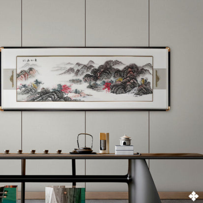 New Chinese Style Embroidered Wall Art - Handmade Silk Painting with Floral/Bird Motifs, Framed Oriental Home Decor for Living Room & Bedroom-海智集-