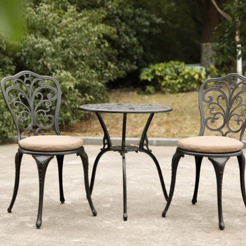 Best seller Products 3-Piece Outdoor Rust-Resistant Cast Aluminum Patio Bistro Set with cushion-海智集-Default-