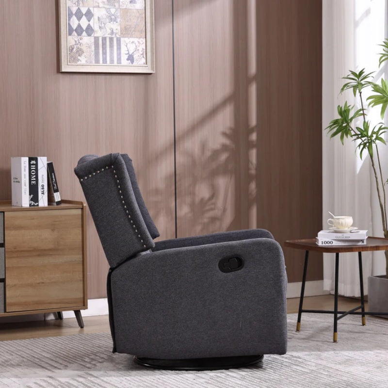 COOLMORE Rocking Recliner Chair,360 Degree Swivel Nursery Rocking Chair,Glider Chair,Modern Small Rocking Swivel Recliner Chair for Bedroom,Living Room Chair Home Theater Seat (Dark Gray)-海智集-Default-
