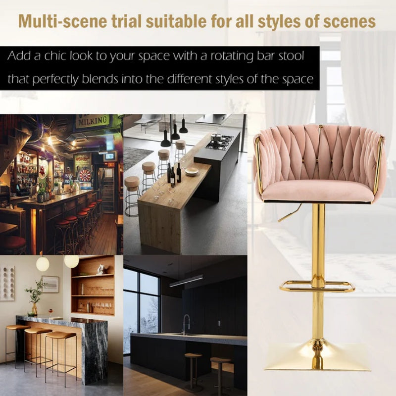 COOLMORE Vintage Bar Stools with Back and Footrest Counter Height Dining Chairs 2PC/SET-海智集-Default-