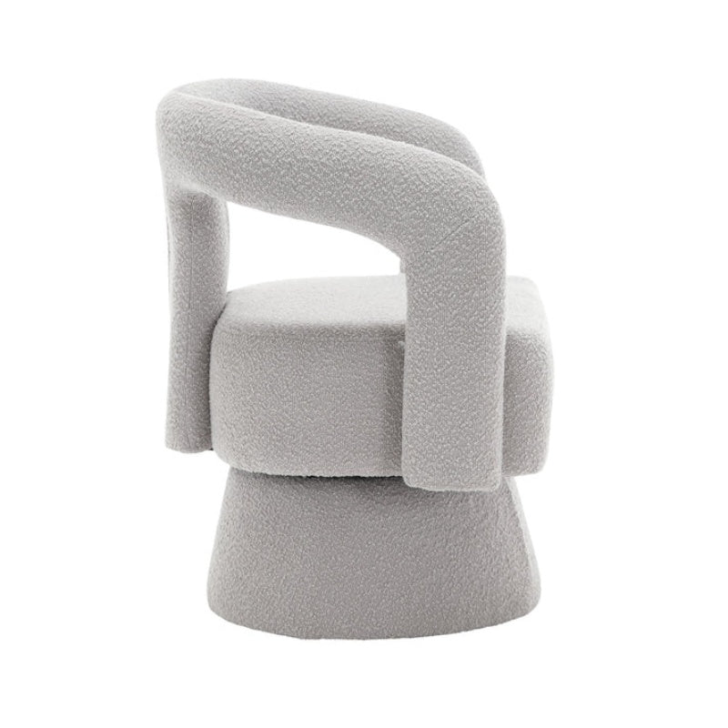 COOLMORE 360 Degree Swivel Cuddle Barrel Accent Chairs, Round Armchairs with Wide Upholstered, Fluffy Fabric Chair for Living Room, Bedroom, Office, Waiting Rooms (Light Gray Boucle)-海智集-Default-