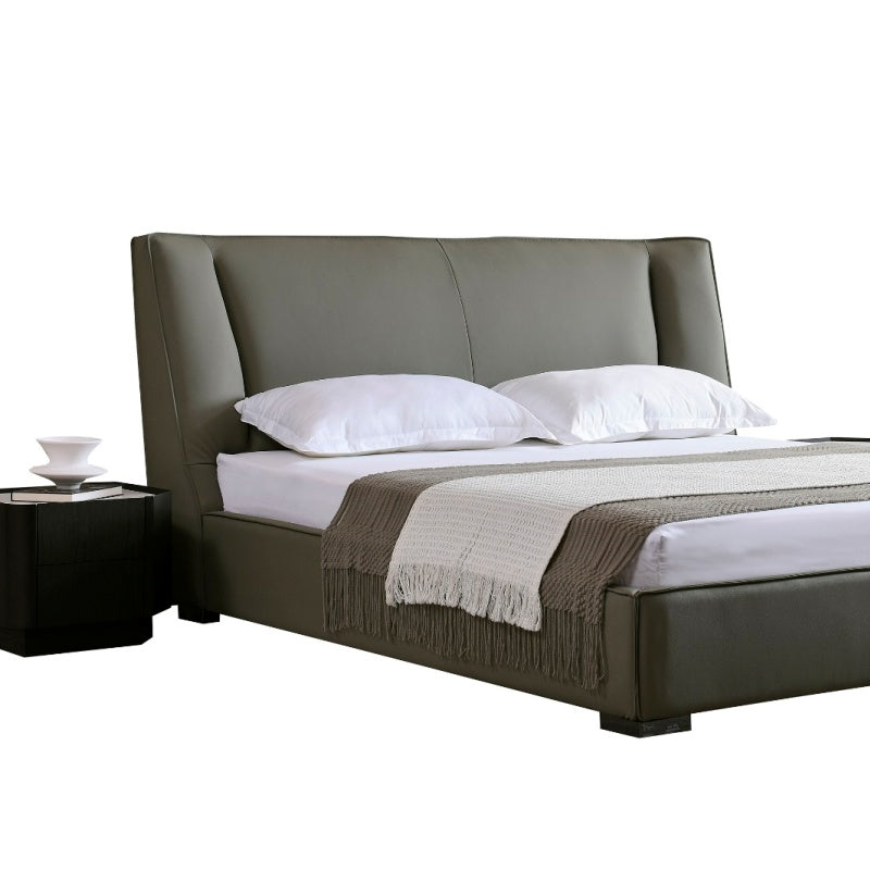 Adjustable Backrest Leather Bed with Lumbar Support-海智集-