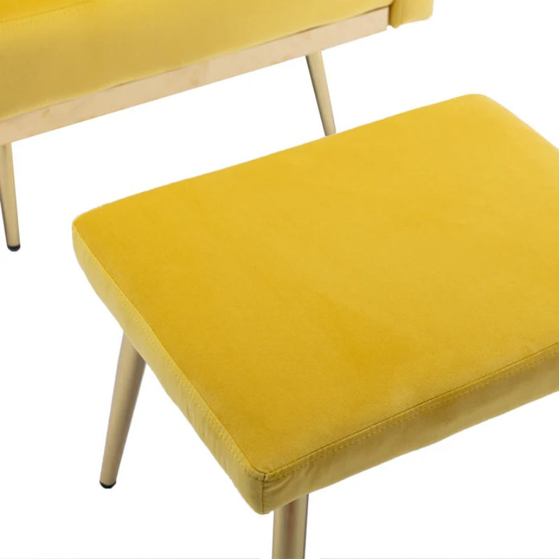 COOLMORE Velvet Accent Chair with Adjustable Armrests and Backrest, Button Tufted Lounge Chair, Single Recliner Armchair with Ottoman-海智集-Default-