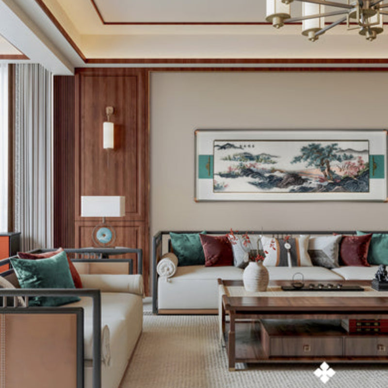 New Chinese Style Embroidered Wall Art - Handmade Silk Painting with Floral/Bird Motifs, Framed Oriental Home Decor for Living Room & Bedroom-海智集-