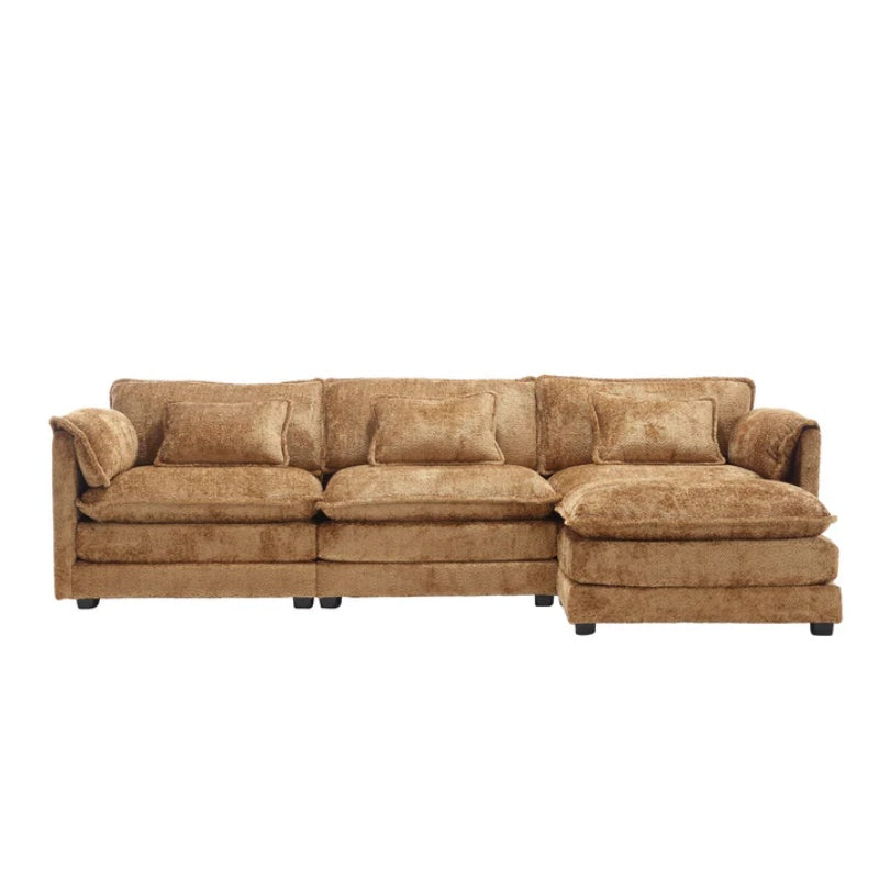 Modern Large L-Shape Sectional Chenille fabric, movable pedals, detachable armrests, oversized three-seat Sofa-海智集-Default-