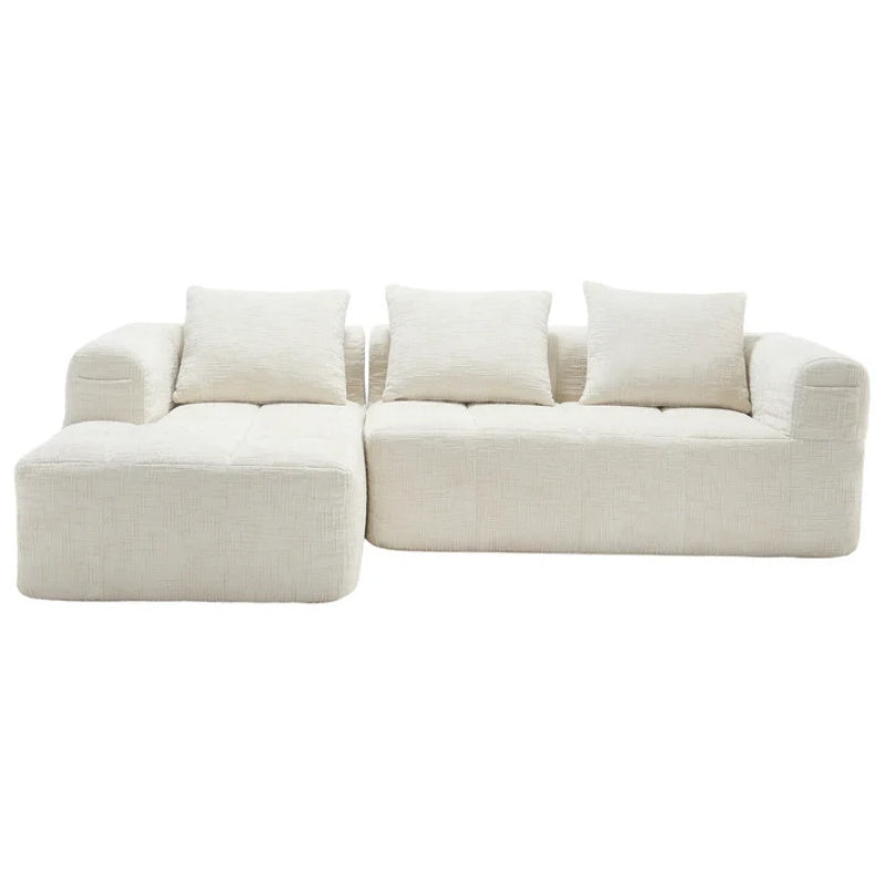 UNITED WE WIN 98.42-inch modular sectional sofa, modern modular L-shaped sofa with chaise longue, equipped with small side pockets and free of compression during installation.-海智集-Default-