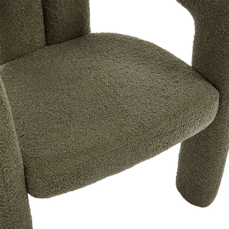 COOLMORE Contemporary Designed Velvet Upholstered Accent/Dining Chair in Olive Teddy Fabric with Armrests-海智集-Default-
