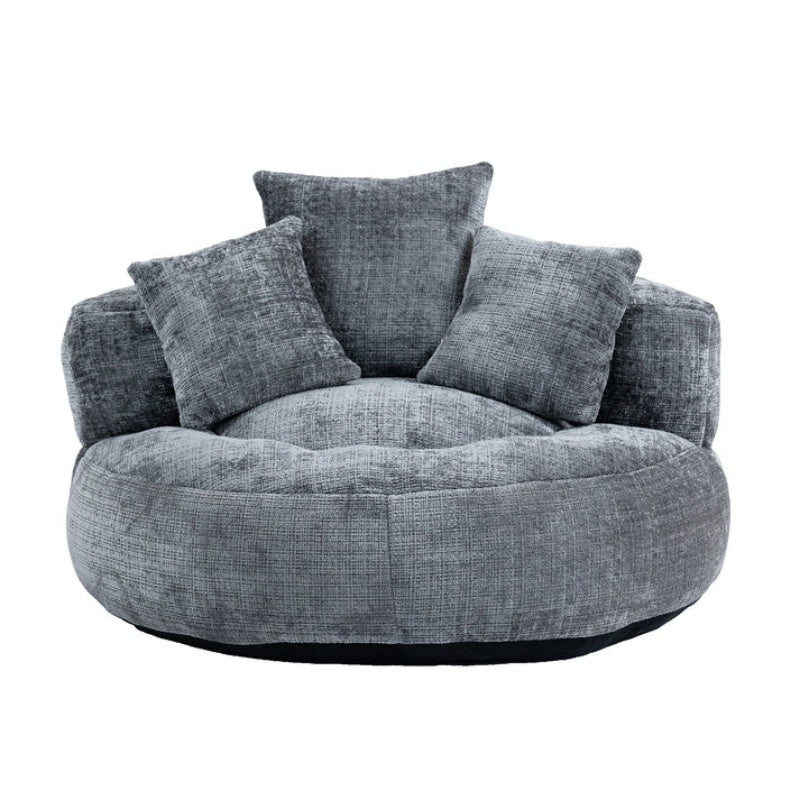 Lazy Sofa Durable Comfort Lounger High Back Bean Bag Chair with Three Pillows, Gray Chenille, 42.52 inches-海智集-Default-