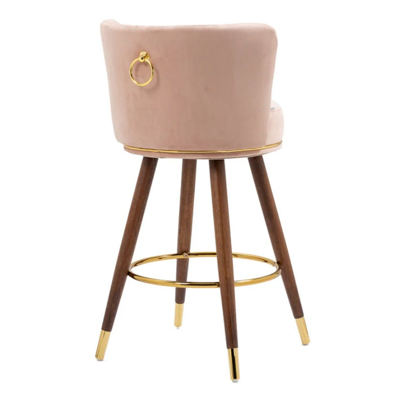 COOLMORE Counter Height Bar Stools Set of 2 for Kitchen Counter Solid Wood Legs with Fabric with a fixed height of 360 degrees-海智集-Default-