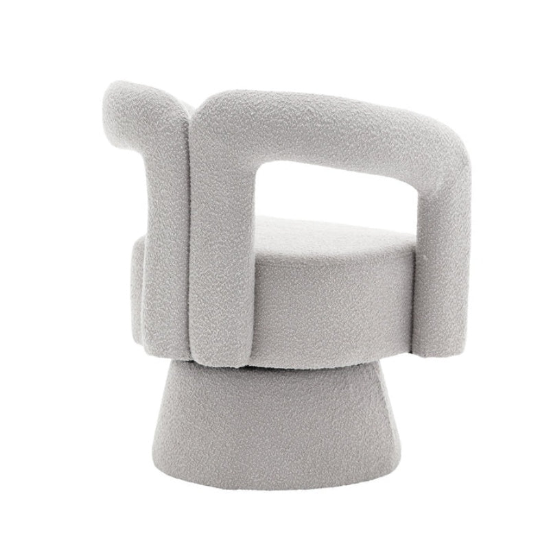 COOLMORE 360 Degree Swivel Cuddle Barrel Accent Chairs, Round Armchairs with Wide Upholstered, Fluffy Fabric Chair for Living Room, Bedroom, Office, Waiting Rooms (Light Gray Boucle)-海智集-Default-