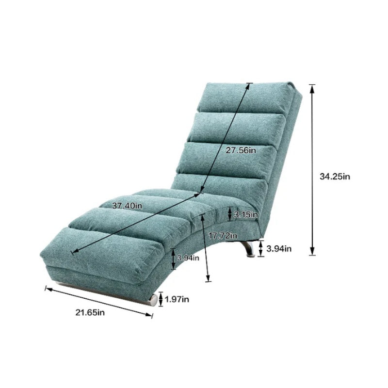 Ergonomic Electric Massage Chaise Lounge with Remote Control, Teal Linen Upholstery, 5 Modes for Relaxation-海智集-Default-