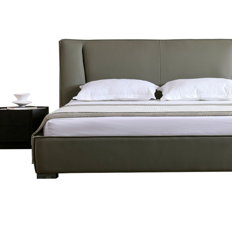 Adjustable Backrest Leather Bed with Lumbar Support-海智集-