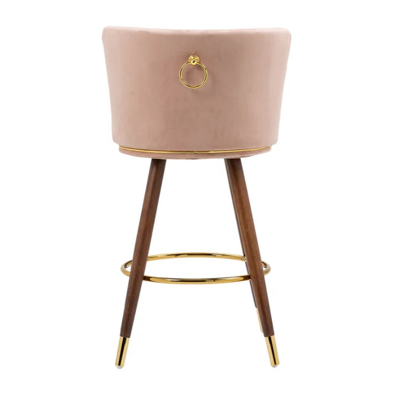 COOLMORE Counter Height Bar Stools Set of 2 for Kitchen Counter Solid Wood Legs with Fabric with a fixed height of 360 degrees-海智集-Default-