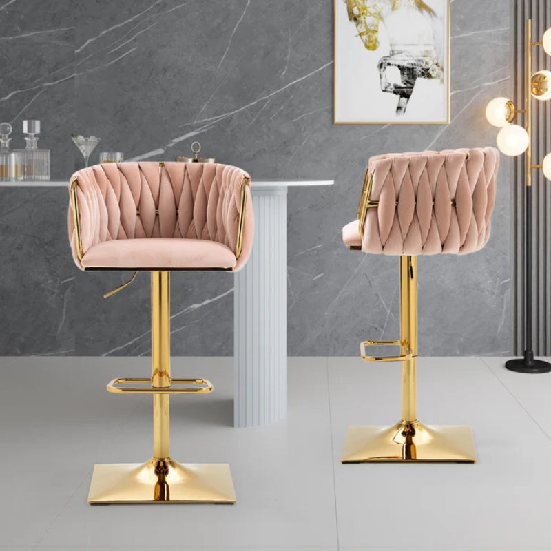 COOLMORE Vintage Bar Stools with Back and Footrest Counter Height Dining Chairs 2PC/SET-海智集-Default-
