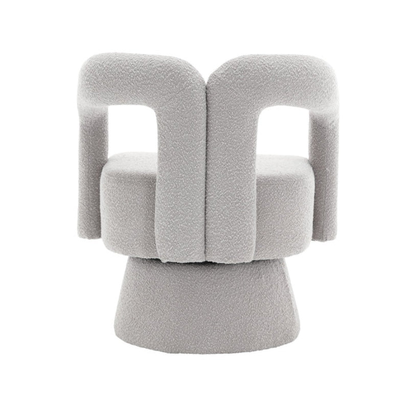 COOLMORE 360 Degree Swivel Cuddle Barrel Accent Chairs, Round Armchairs with Wide Upholstered, Fluffy Fabric Chair for Living Room, Bedroom, Office, Waiting Rooms (Light Gray Boucle)-海智集-Default-