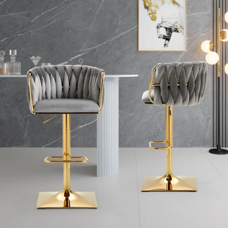 COOLMORE Vintage Bar Stools with Back and Footrest Counter Height Dining Chairs 2PC/SET-海智集-Default-