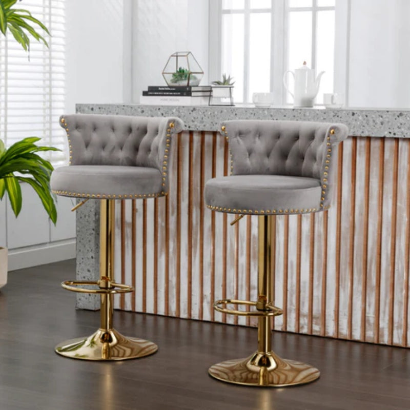 COOLMORE Swivel Bar Stools Set of 2 Adjustable Counter Height Chairs with Footrest for Kitchen, Dining Room 2PC/SET-海智集-Default-