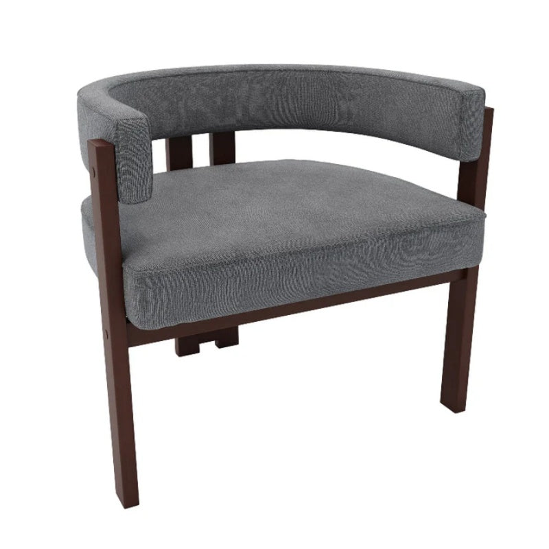 Modern Accent Chair Teddy Upholstered Armchair with Open Back 3 Legs Barrel Dining Chair Comfy Side Chair Set of 2 Gray-海智集-Default-