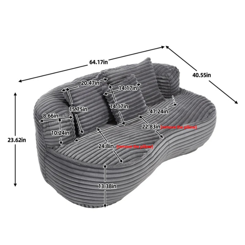 Bean Bag Sofa Lazy Sofa Durable Comfort Lounger High Back Bean Bag Chair Couch for Adults and Kids, Indoor & Outdoor, Dark Gray Corduroy-海智集-Default-